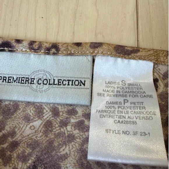 Shimmering satin slip dress bold golden leopard print Premiere Collection - Picture 7 of 8